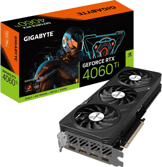 Gigabyte NVIDIA GeForce RTX 4060 Ti GAMING OC Carte graphique - 16GB GDDR6, 128-bit, PCI-E 4.0, 2595MHz Core Clock, 2x DP 1.4, 2x HDMI 2.1a, NVIDIA DLSS 3 - GV-N406TGAMING OC-16GD