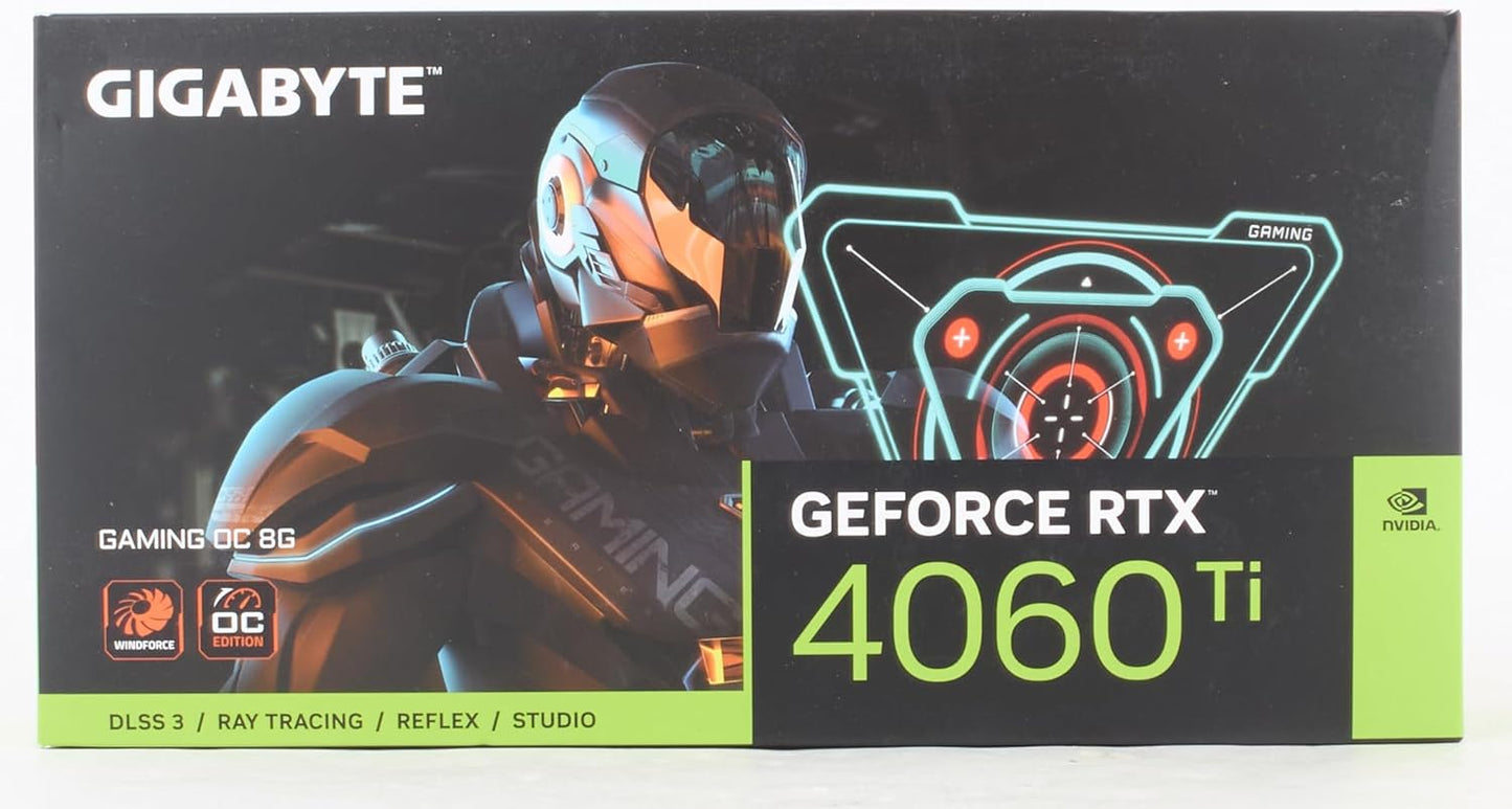 GIGABYTE GeForce RTX 4060 TI Gaming OC 8GB Graphics Card - 8GB GDDR6 18Gbps 128bit, PCI-E 4.0, 2x DisplayPort 1.4, 2x HDMI 2.1a, NVIDIA DLSS 3, Supports 4K, Ada Lovelace Arch, GV-N406TGAMING OC-8GD