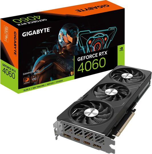 Gigabyte NVIDIA GeForce RTX 4060 GAMING OC Carte graphique - 8GB GDDR6, 128-bit, PCI-E 4.0, 2550MHz Core Clock, 2x DP 1.4, 2x HDMI 2.1a, NVIDIA DLSS 3 - GV-N4060GAMING OC-8GD