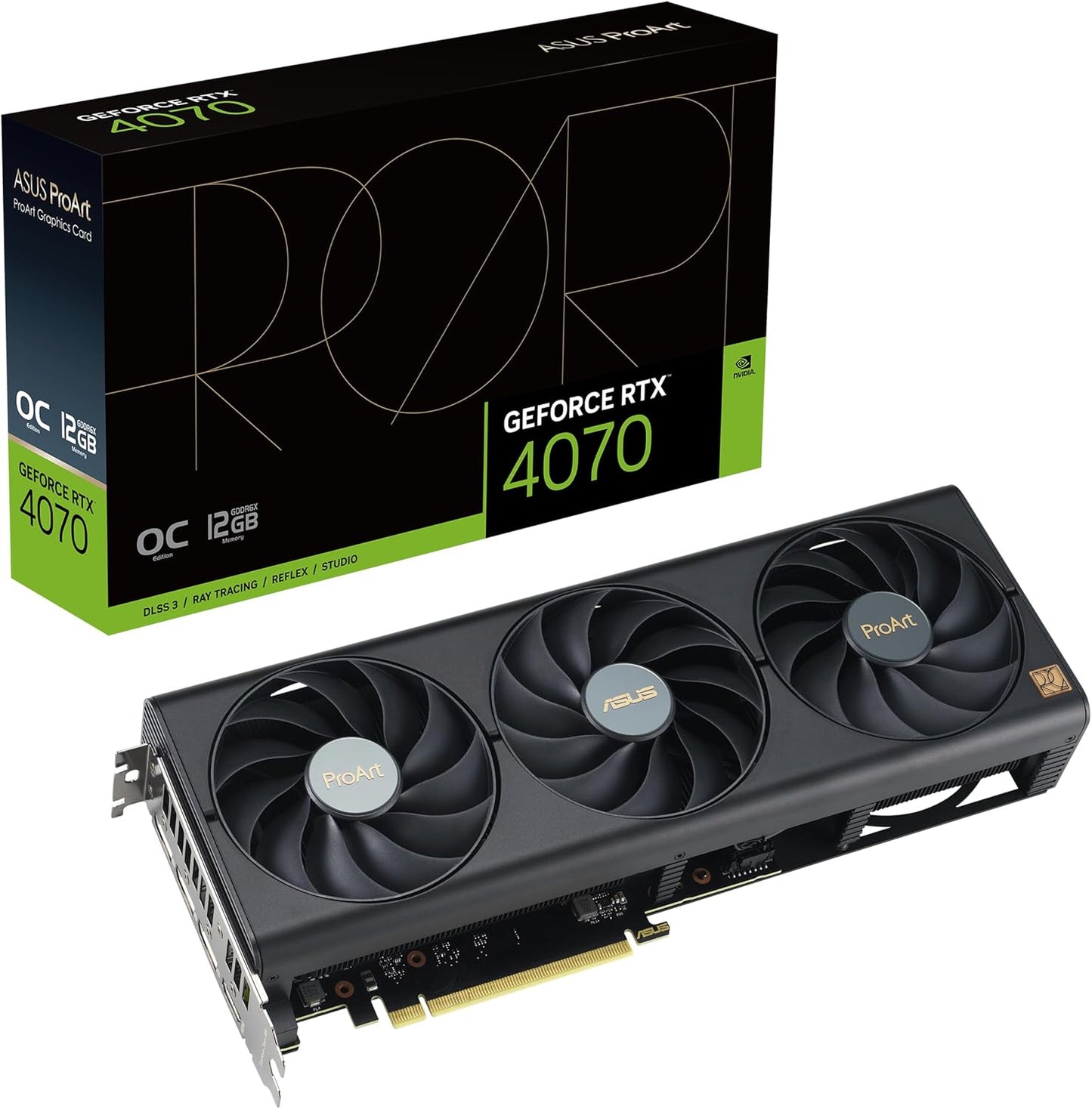 ASUS ProArt GeForce RTX 4070 OC Edition 12 GB GDDR6X Gaming Graphics Card (Nvidia GeForce RTX4070, DLSS 3, PCIe 4.0, 1 x HDMI 2.1a, 3 x DisplayPort 1.4a, PROART-RTX4070-O12G)