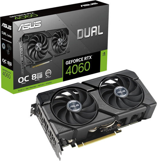 ASUS Dual NVIDIA GeForce RTX 4060 Evo OC Edition – Carte Graphique (8GB GDDR6X, PCIe 4.0, DLSS 3, HDMI 2.1a, DisplayPort 1.4a, 2.5 Slot, Technologie 0dB)