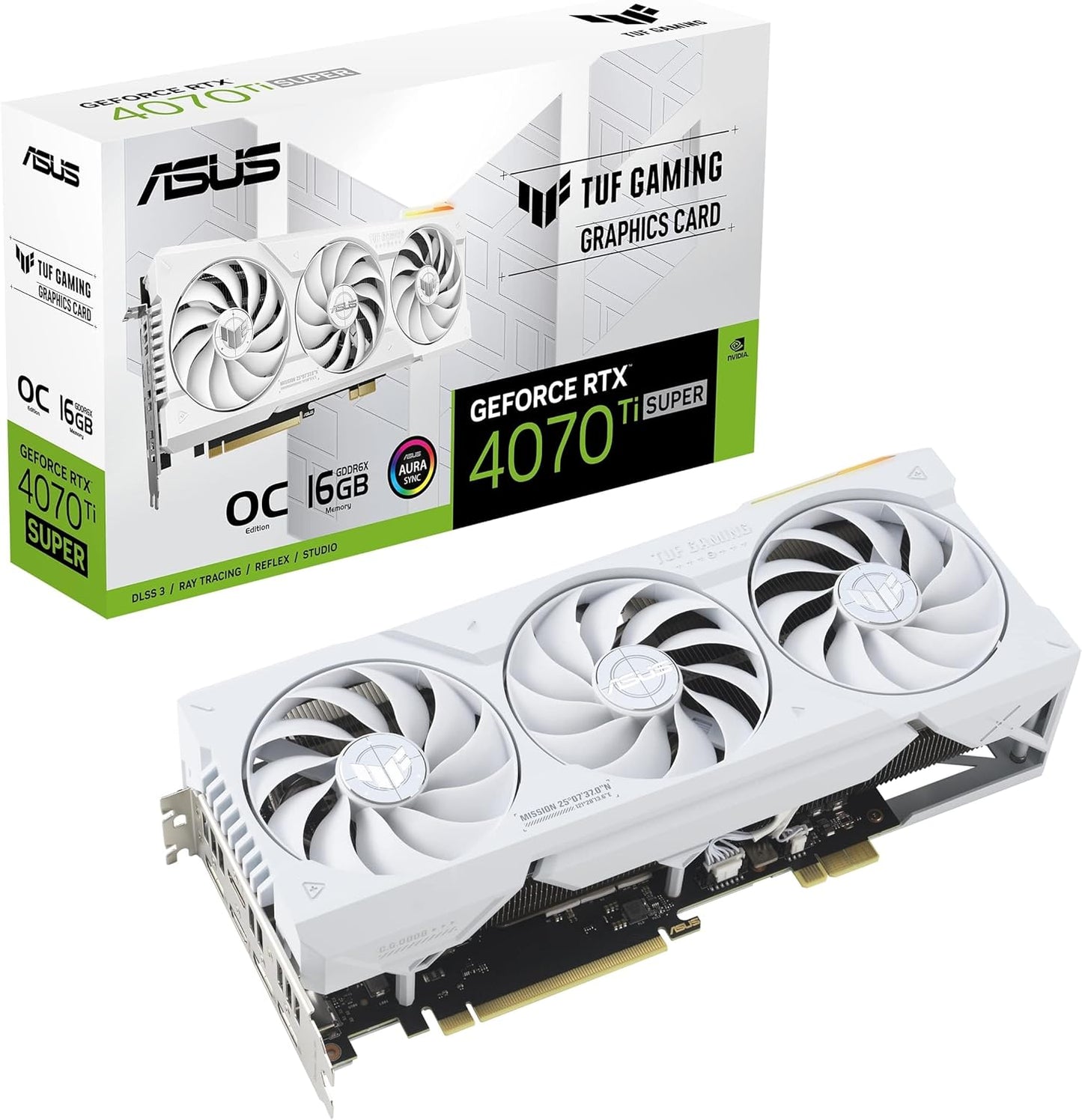 ASUS TUF Gaming GeForce RTX 4070 Ti Super BTF White OC Edition 16 Go GDDR6X (NVIDIA DLSS 3, (GC-HPWR) Gold Finger, PCIe 4.0, 2 x HDMI 2.1a, 3 x DisplayPort 1.4a, TUF-RTX4070TIS-O16G-BTF-WHITE, Blanc