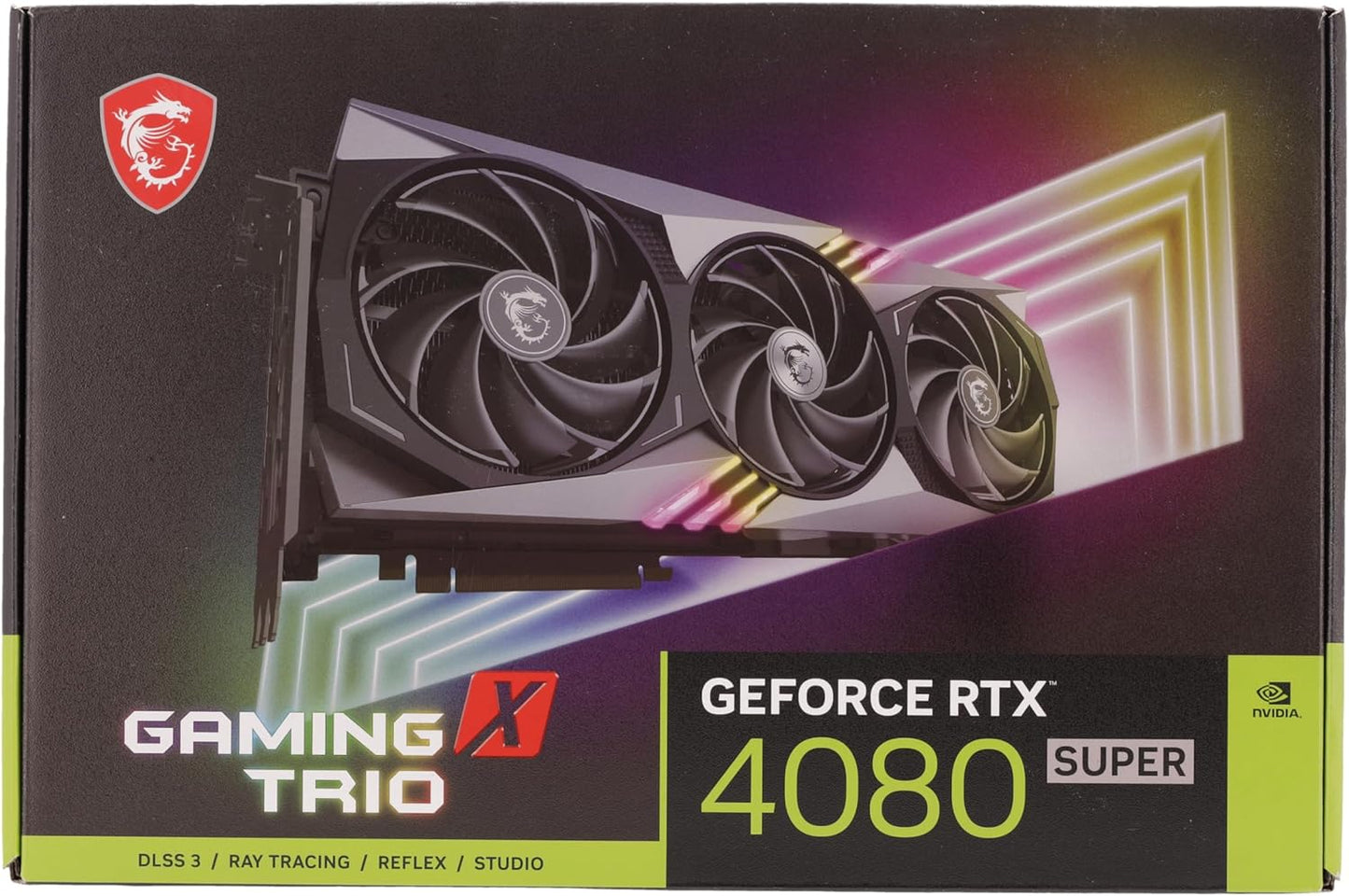 MSI GeForce RTX 4080 SUPER 16G GAMING X TRIO - 16 Go de GDDR6X, 2610 MHz, PCI Express Gen 4, 256 bits, 3 DP v 1,4a, HDMI 2.1a (compatible 4K et 8K HDR), noir